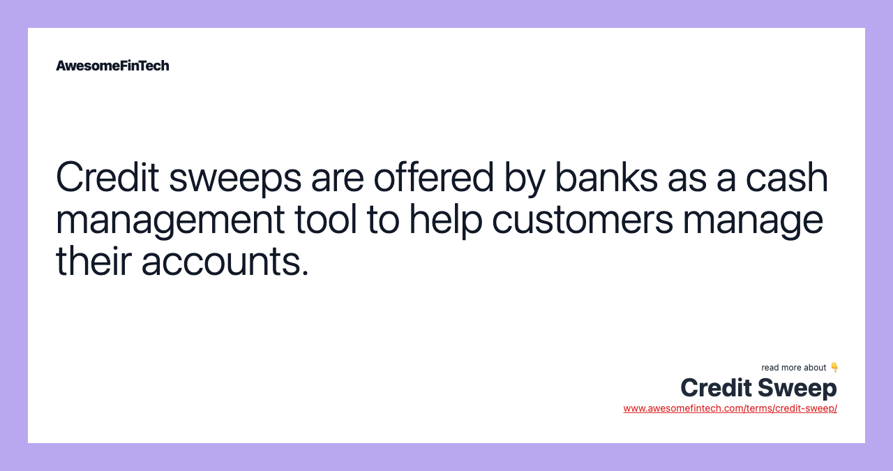 Credit Sweep AwesomeFinTech Blog