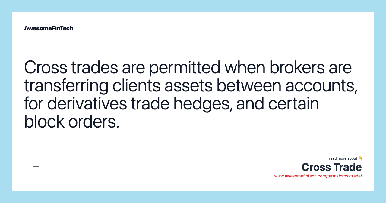 Cross Trade AwesomeFinTech Blog