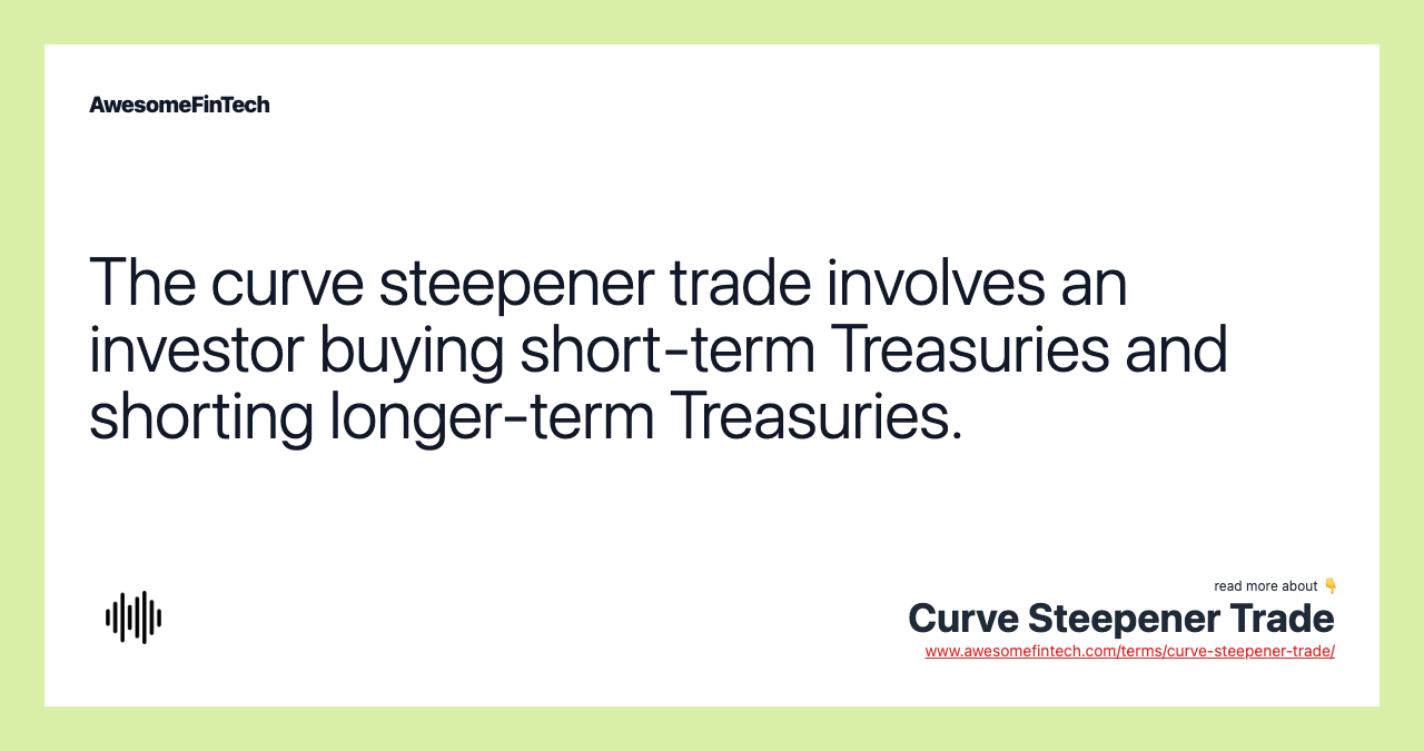 The curve steepener trade involves an investor buying short-term Treasuries and shorting longer-term Treasuries.