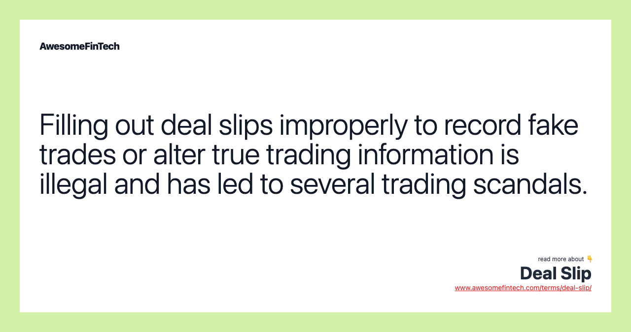 Deal Slip AwesomeFinTech Blog