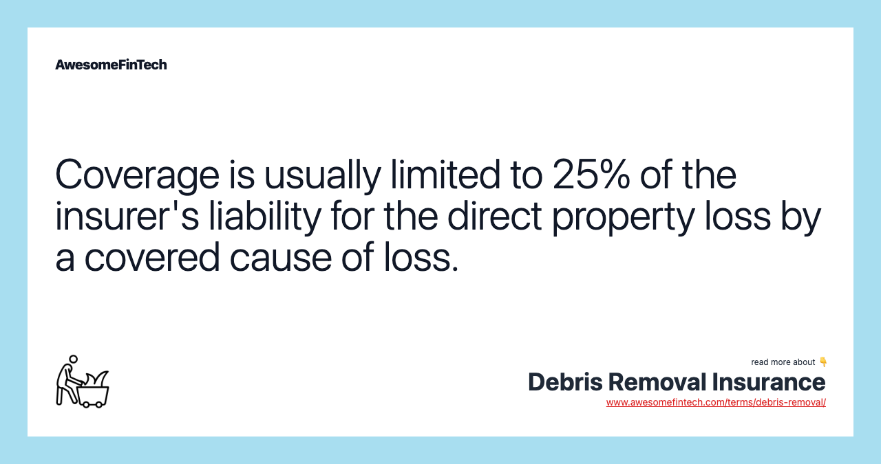 Coverage is usually limited to 25% of the insurer's liability for the direct property loss by a covered cause of loss.