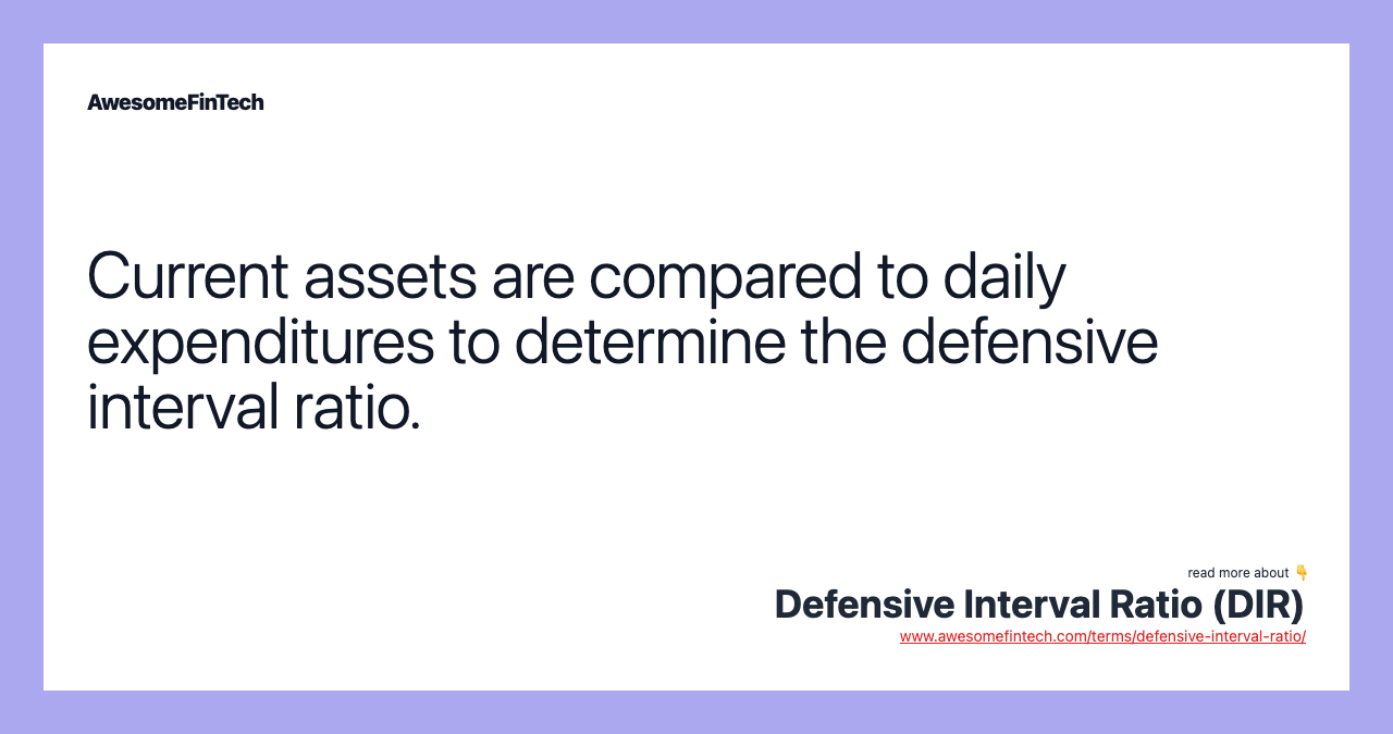 Defensive interval ratio dir awesomefintech blog