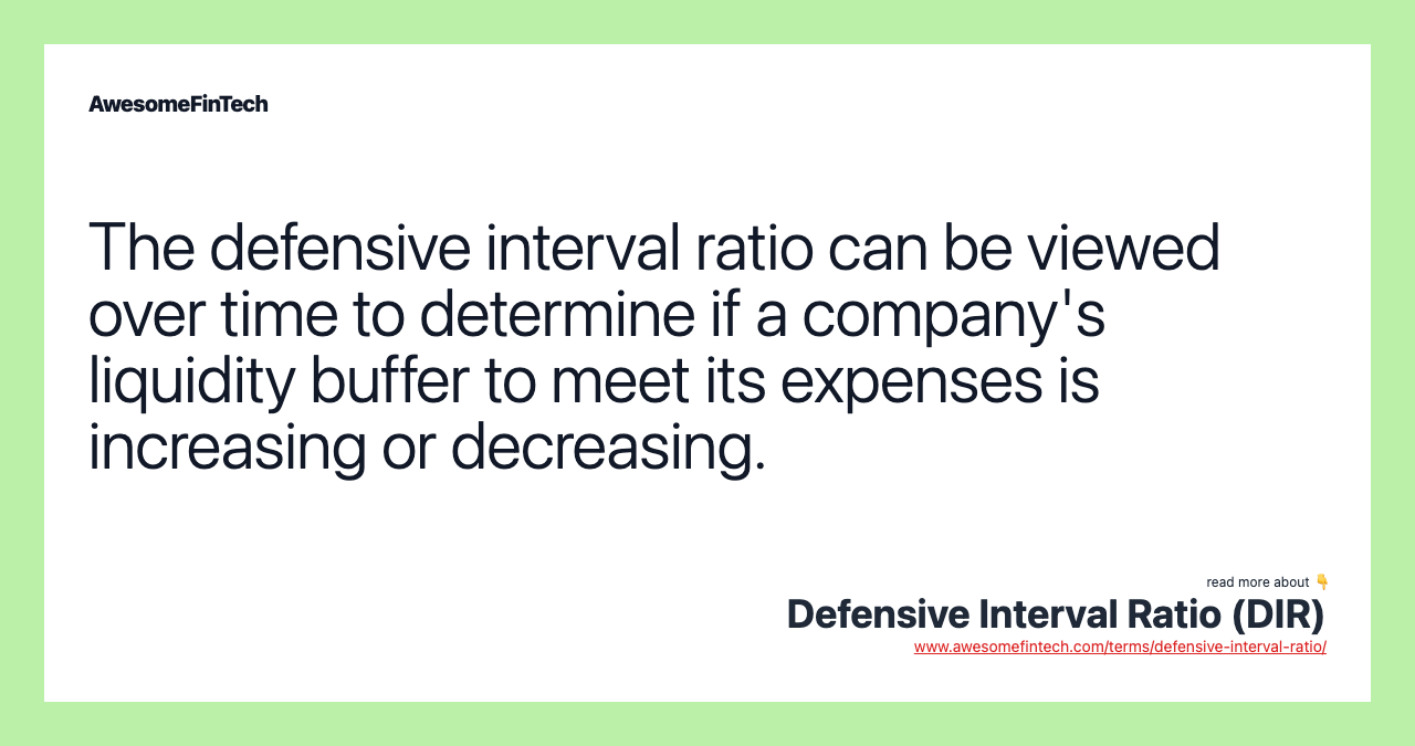 Defensive interval ratio dir awesomefintech blog