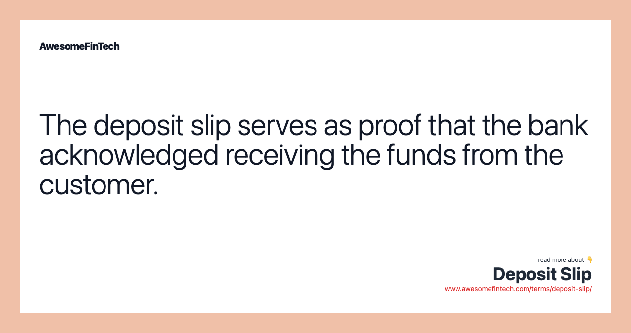 Deposit Slip AwesomeFinTech Blog