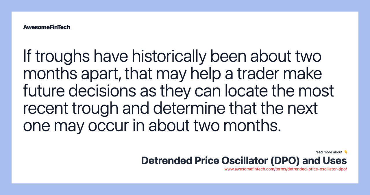 If troughs have historically been about two months apart, that may help a trader make future decisions as they can locate the most recent trough and determine that the next one may occur in about two months.