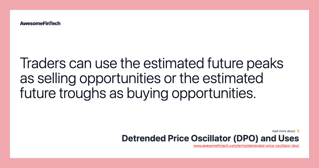Traders can use the estimated future peaks as selling opportunities or the estimated future troughs as buying opportunities.