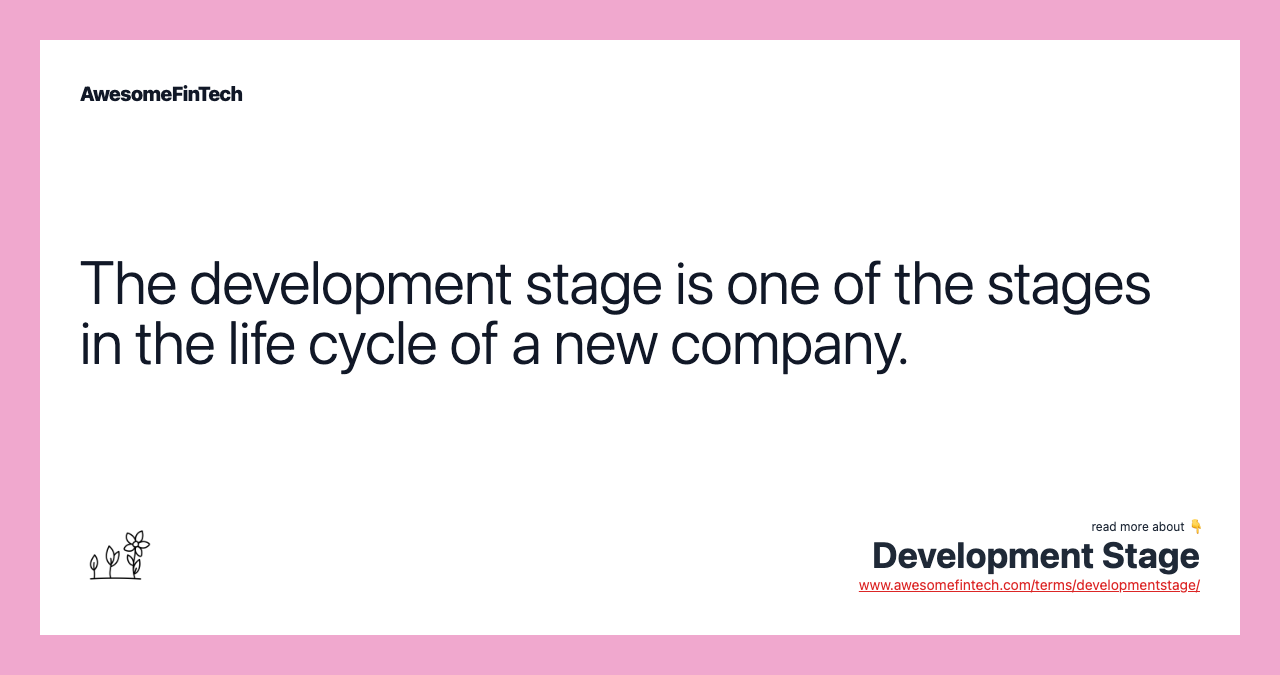 The development stage is one of the stages in the life cycle of a new company.