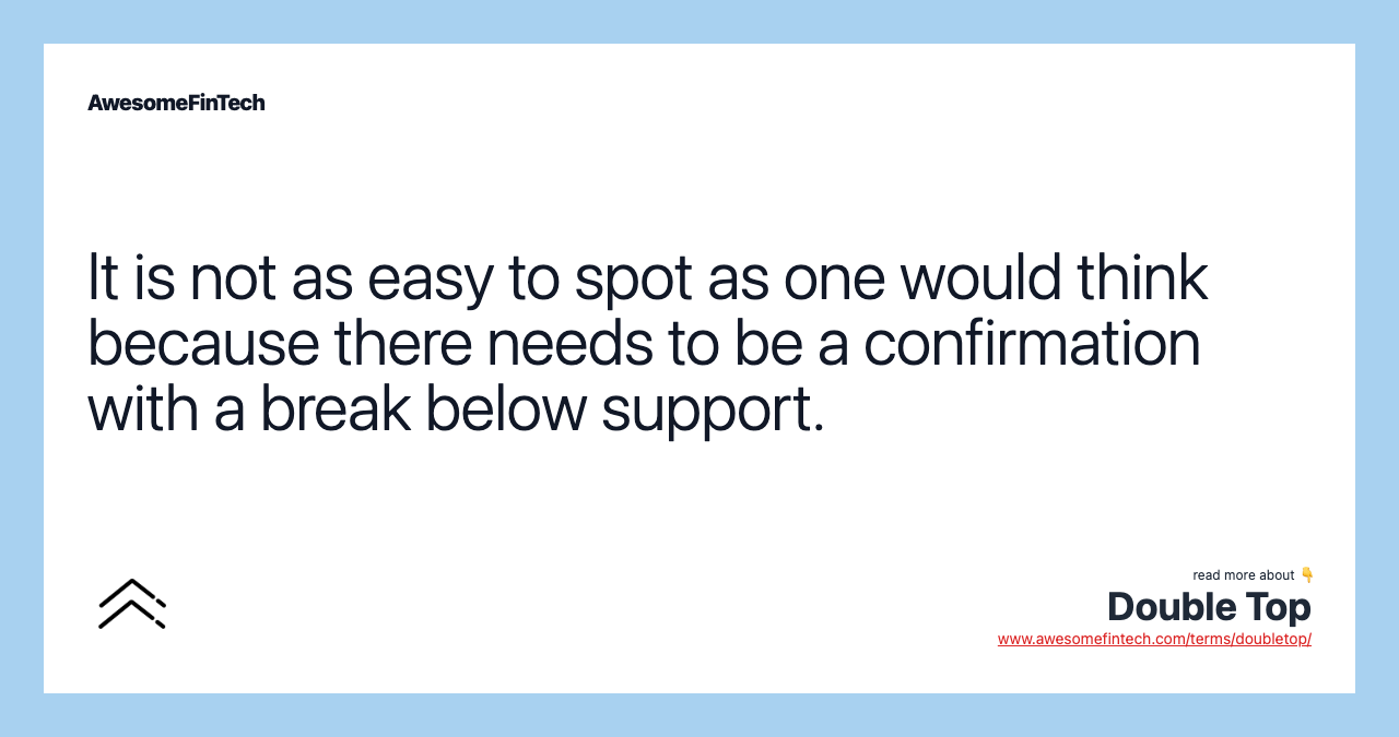 It is not as easy to spot as one would think because there needs to be a confirmation with a break below support.