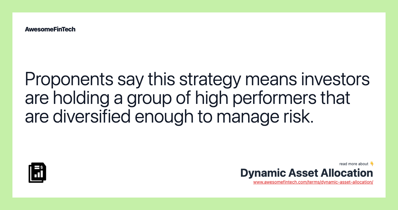 Proponents say this strategy means investors are holding a group of high performers that are diversified enough to manage risk.