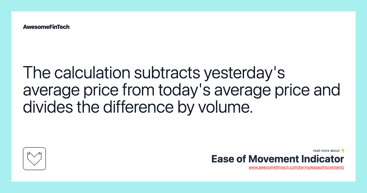 The calculation subtracts yesterday's average price from today's average price and divides the difference by volume.