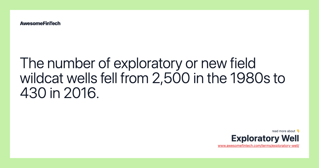 The number of exploratory or new field wildcat wells fell from 2,500 in the 1980s to 430 in 2016.