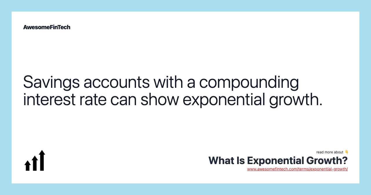 Savings accounts with a compounding interest rate can show exponential growth.