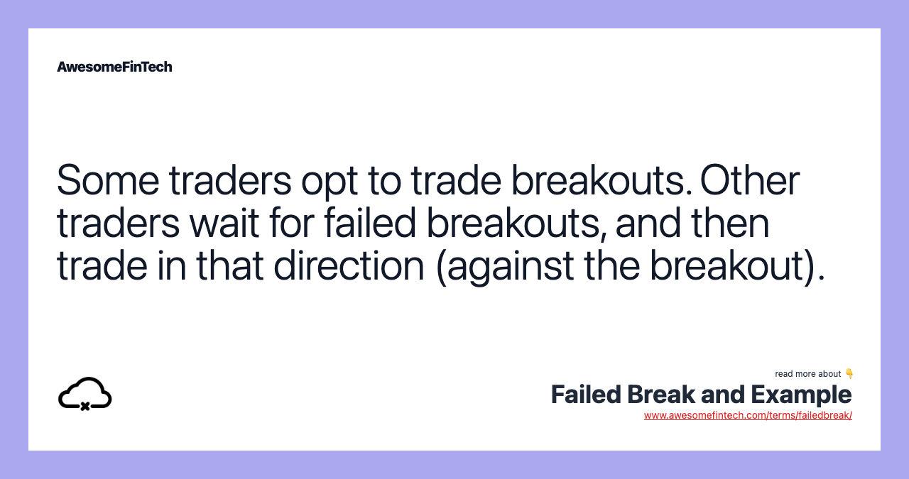 Some traders opt to trade breakouts. Other traders wait for failed breakouts, and then trade in that direction (against the breakout).