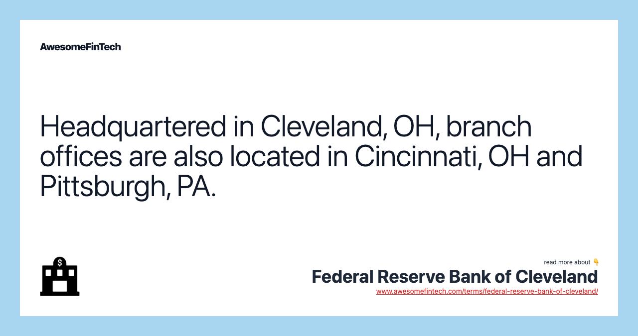Headquartered in Cleveland, OH, branch offices are also located in Cincinnati, OH and Pittsburgh, PA.