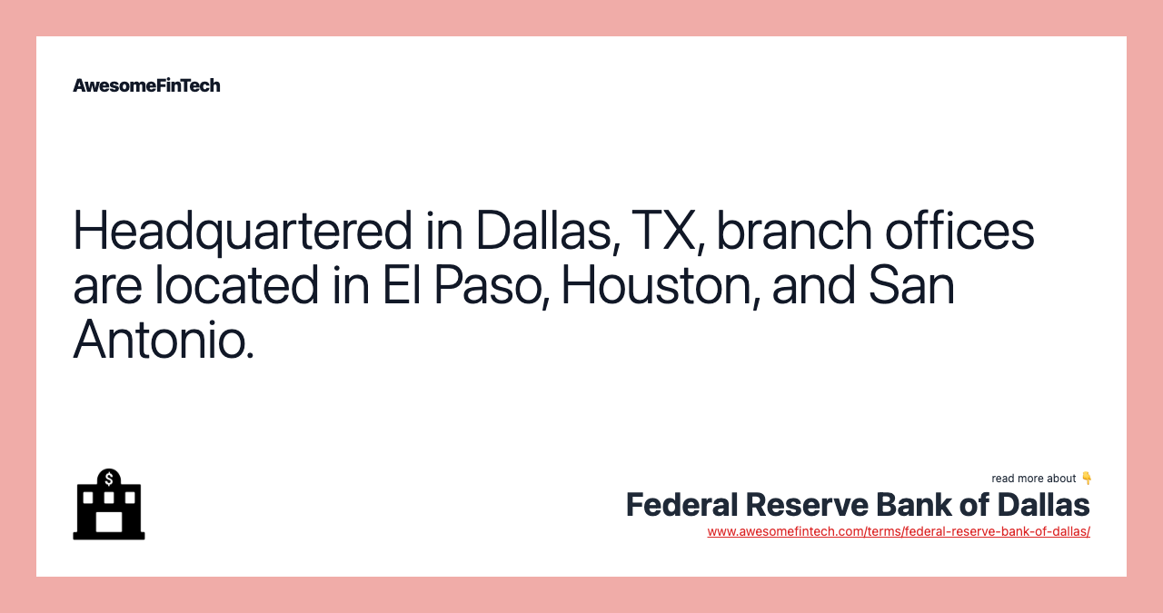 Headquartered in Dallas, TX, branch offices are located in El Paso, Houston, and San Antonio.