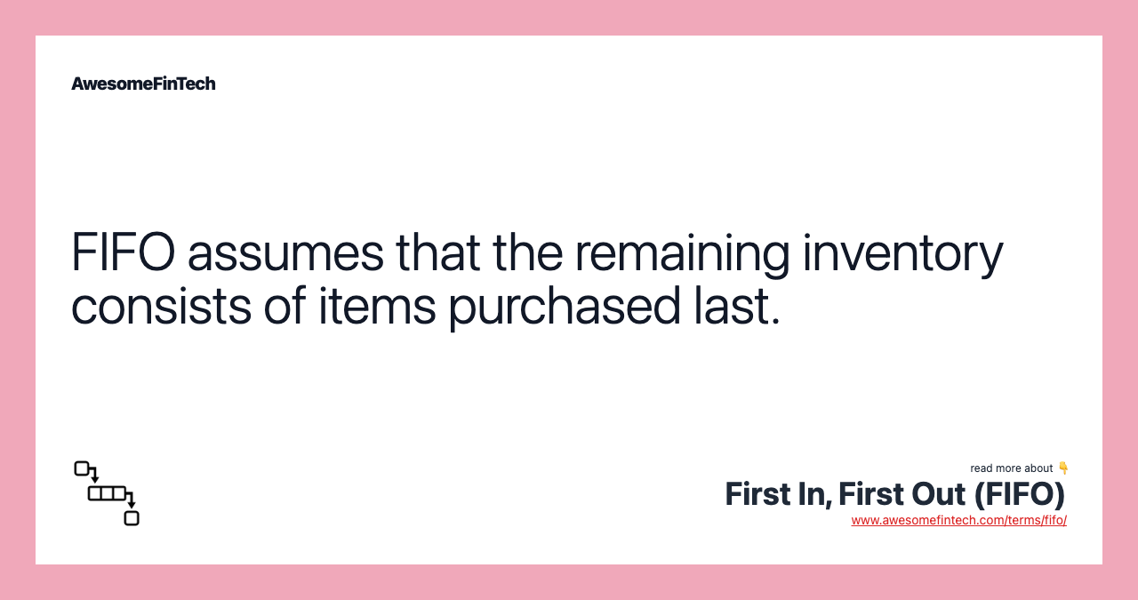 FIFO assumes that the remaining inventory consists of items purchased last.