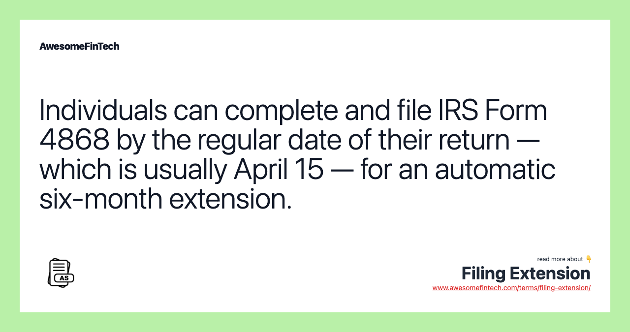 Filing Extension AwesomeFinTech Blog