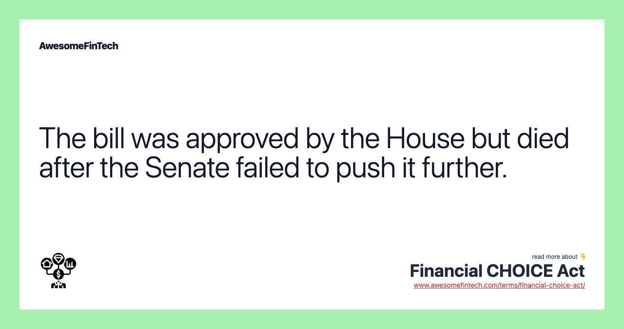 The bill was approved by the House but died after the Senate failed to push it further.