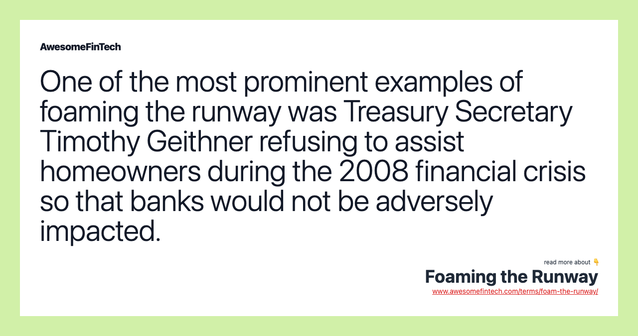 Foaming the Runway AwesomeFinTech Blog