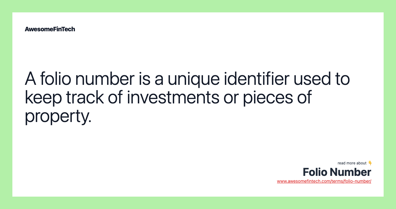 folio number meaning in marksheet