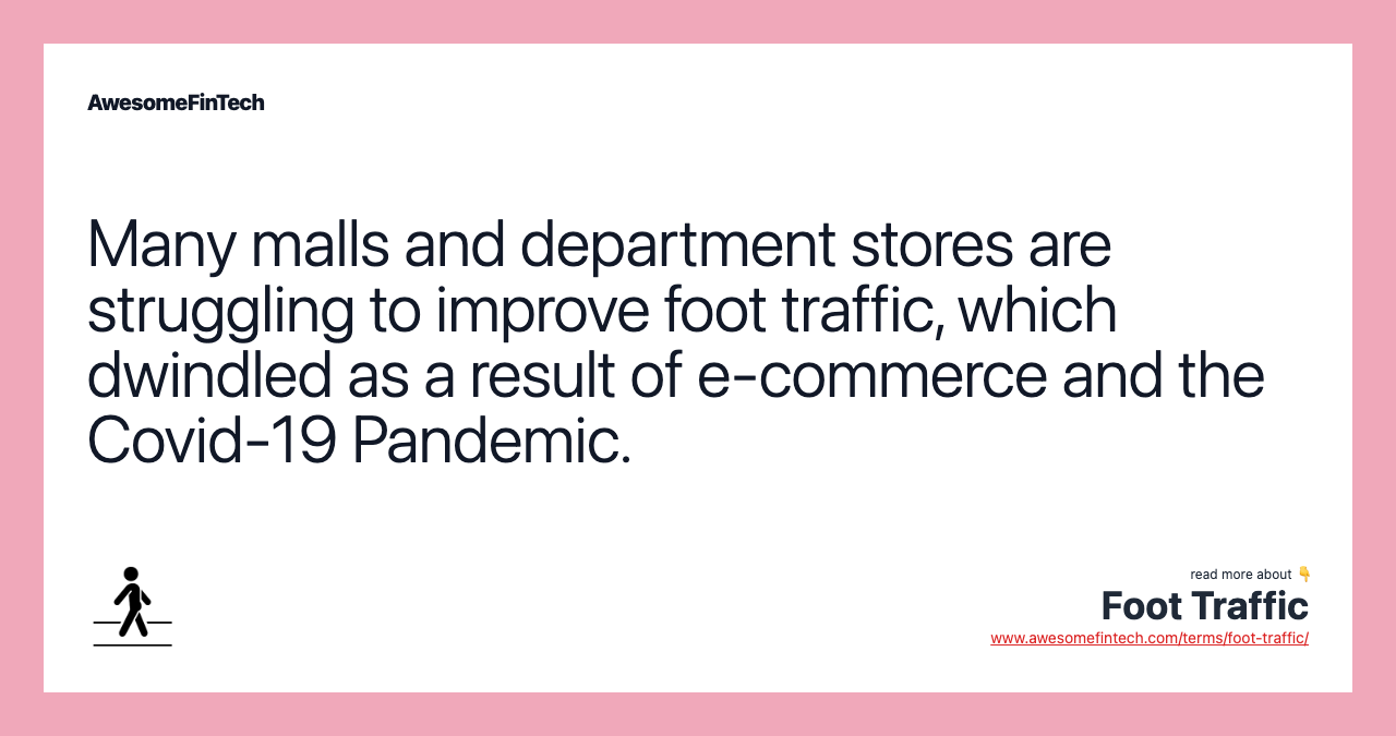 Many malls and department stores are struggling to improve foot traffic, which dwindled as a result of e-commerce and the Covid-19 Pandemic.