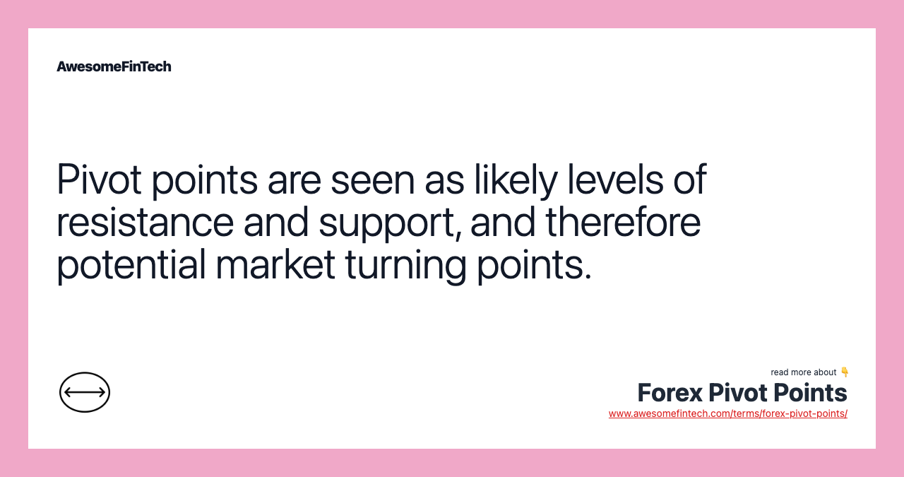 Pivot points are seen as likely levels of resistance and support, and therefore potential market turning points.