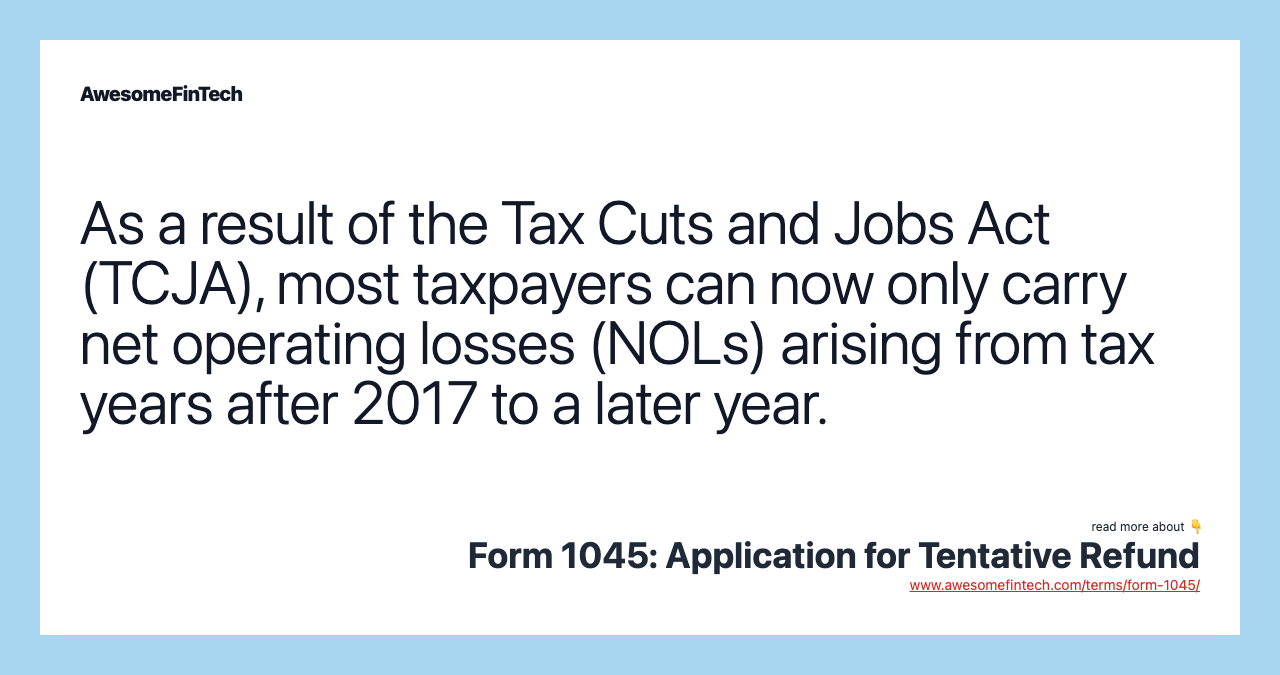 As a result of the Tax Cuts and Jobs Act (TCJA), most taxpayers can now only carry net operating losses (NOLs) arising from tax years after 2017 to a later year.
