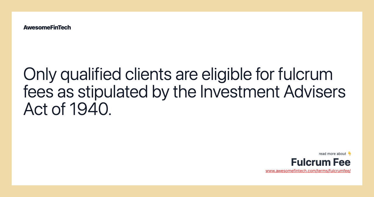 Fulcrum Fee AwesomeFinTech Blog