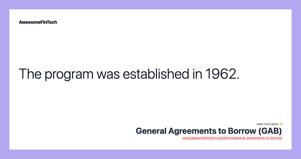 The program was established in 1962.