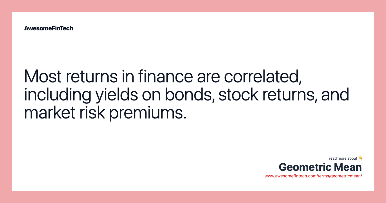 Most returns in finance are correlated, including yields on bonds, stock returns, and market risk premiums.