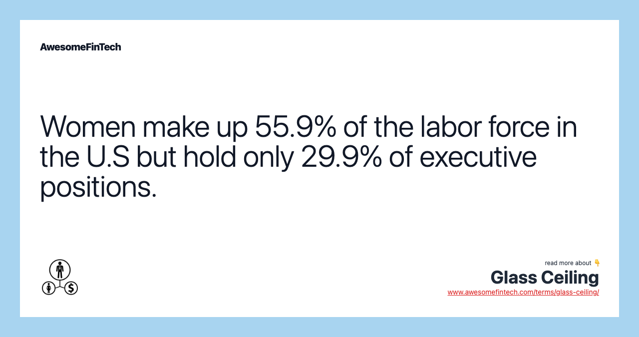 Women make up 55.9% of the labor force in the U.S but hold only 29.9% of executive positions.