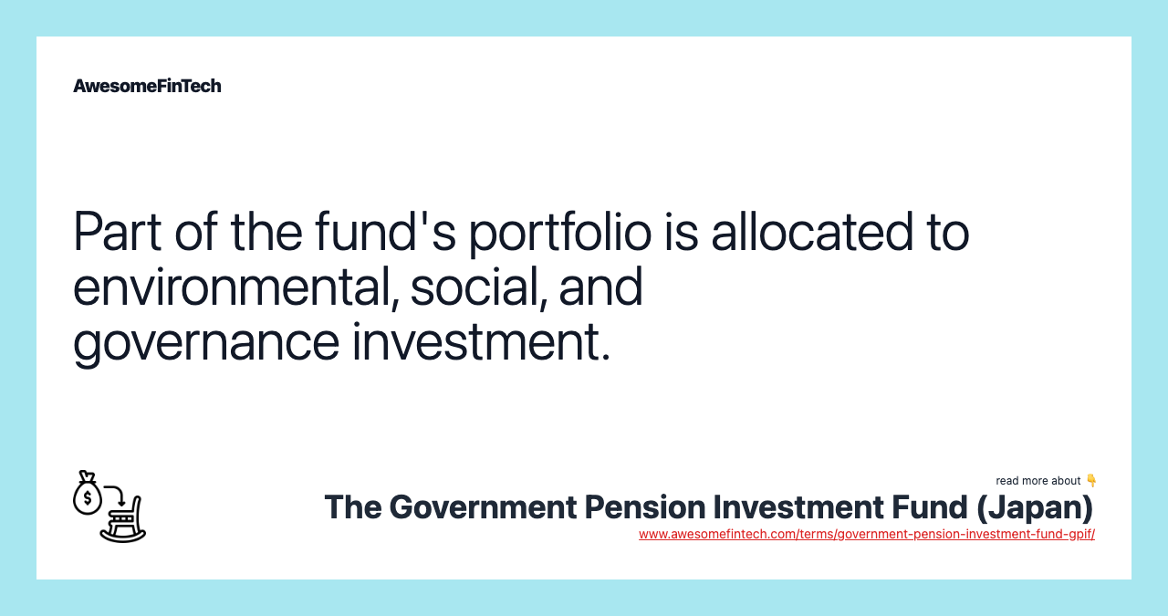 Part of the fund's portfolio is allocated to environmental, social, and governance investment.