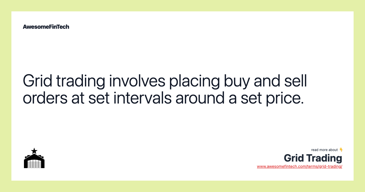 Grid trading involves placing buy and sell orders at set intervals around a set price.