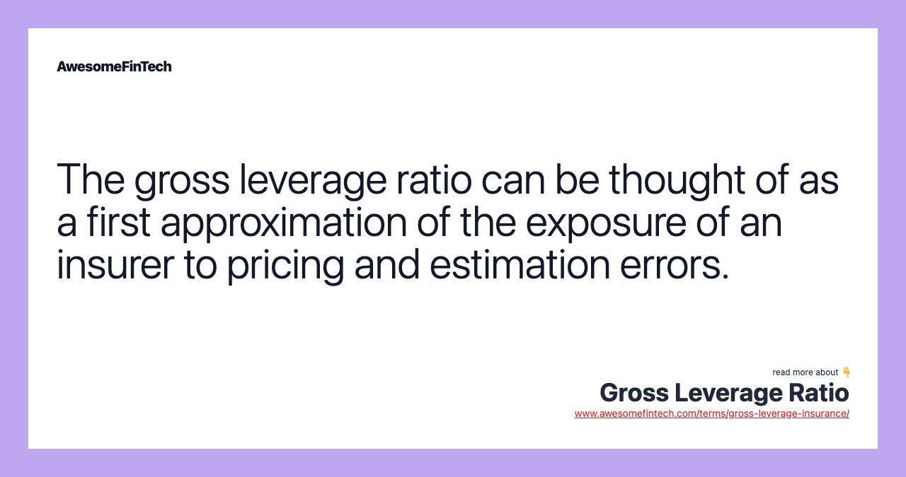 The gross leverage ratio can be thought of as a first approximation of the exposure of an insurer to pricing and estimation errors.