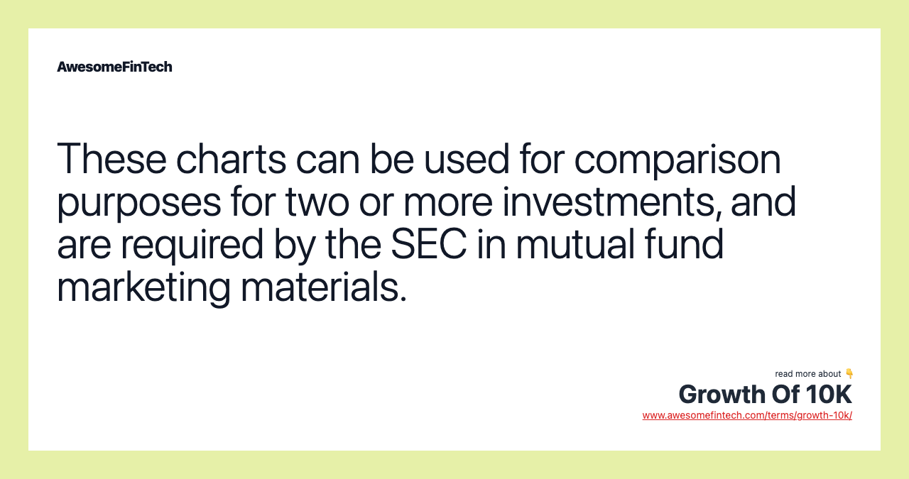 These charts can be used for comparison purposes for two or more investments, and are required by the SEC in mutual fund marketing materials.