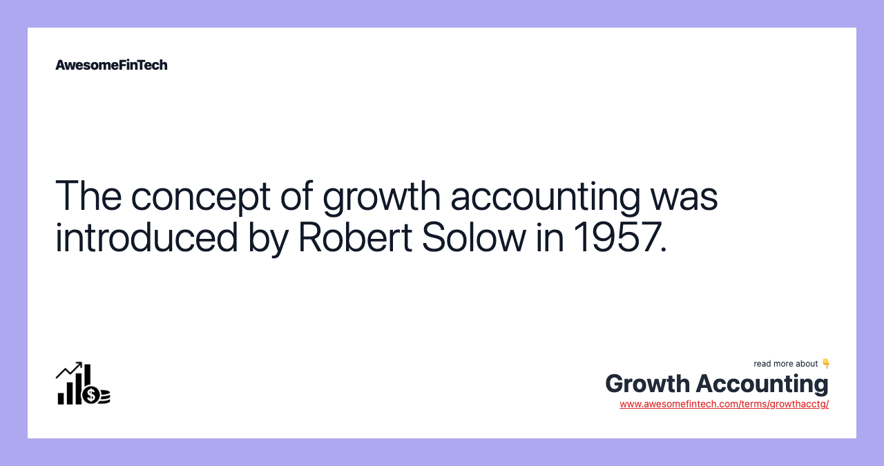 The concept of growth accounting was introduced by Robert Solow in 1957.