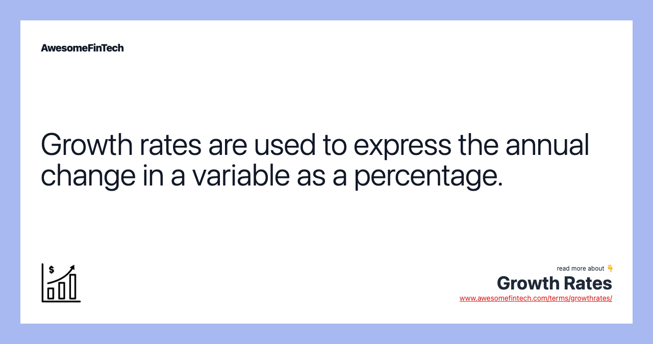 Growth rates are used to express the annual change in a variable as a percentage.