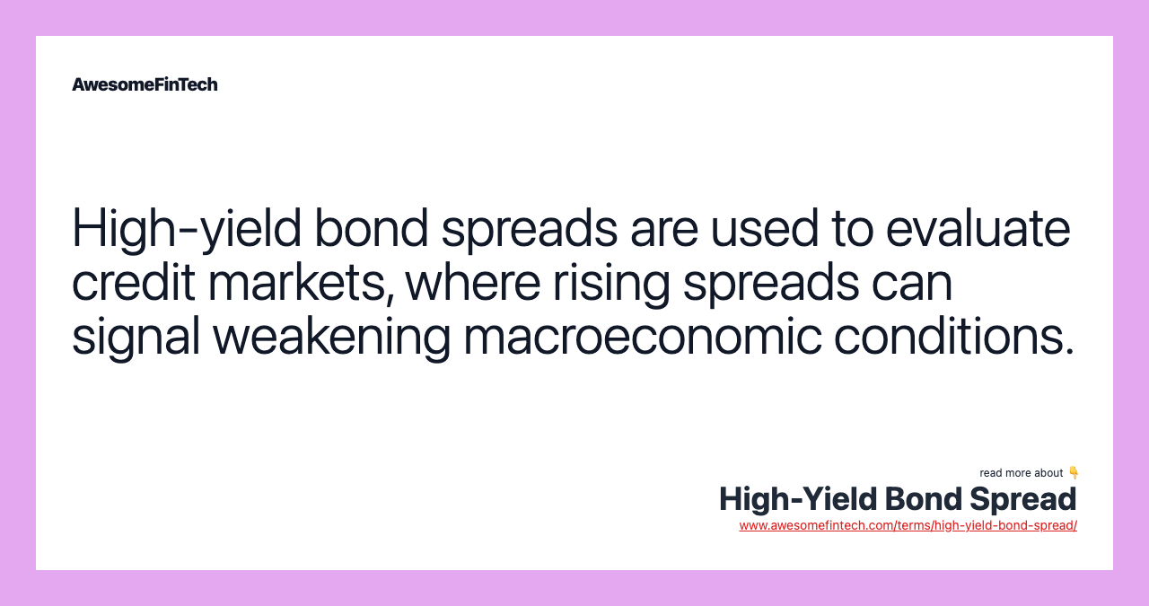 High-yield bond spreads are used to evaluate credit markets, where rising spreads can signal weakening macroeconomic conditions.