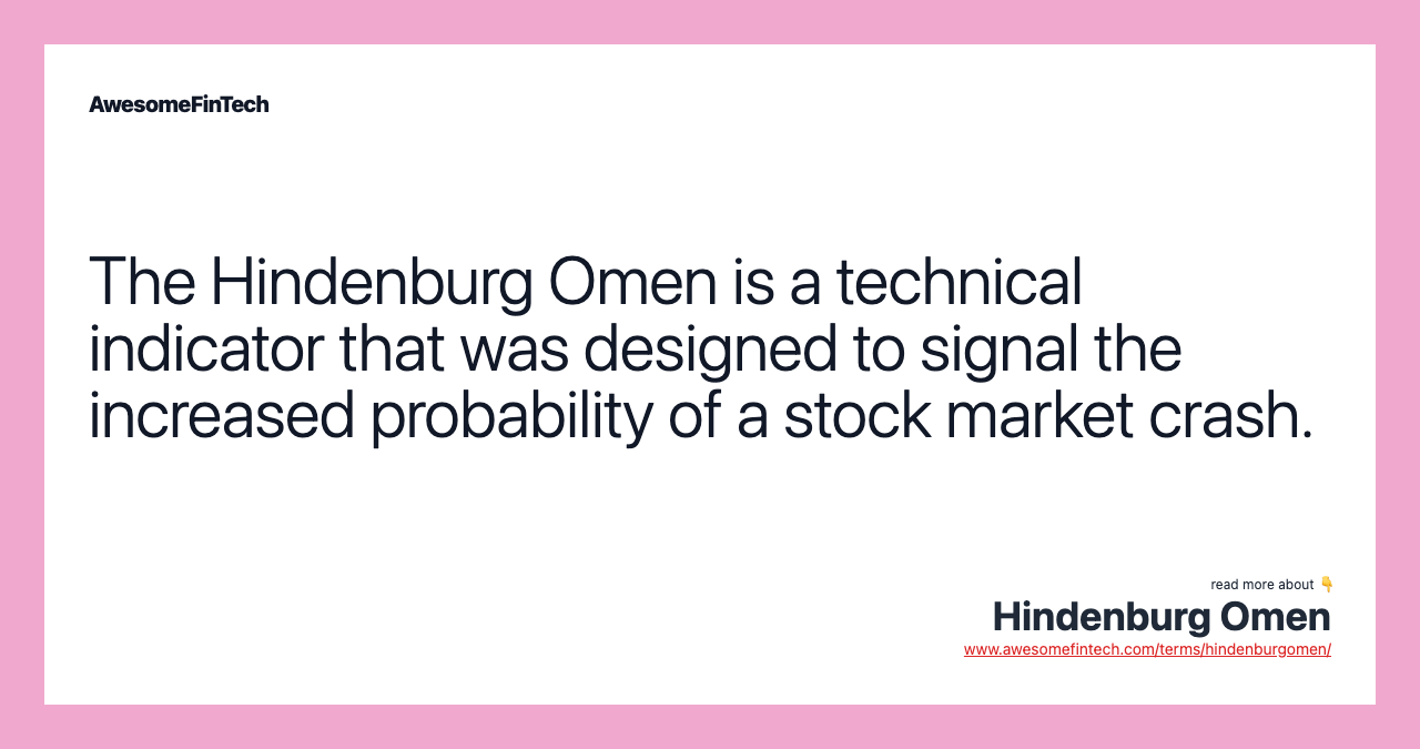 Hindenburg Omen AwesomeFinTech Blog