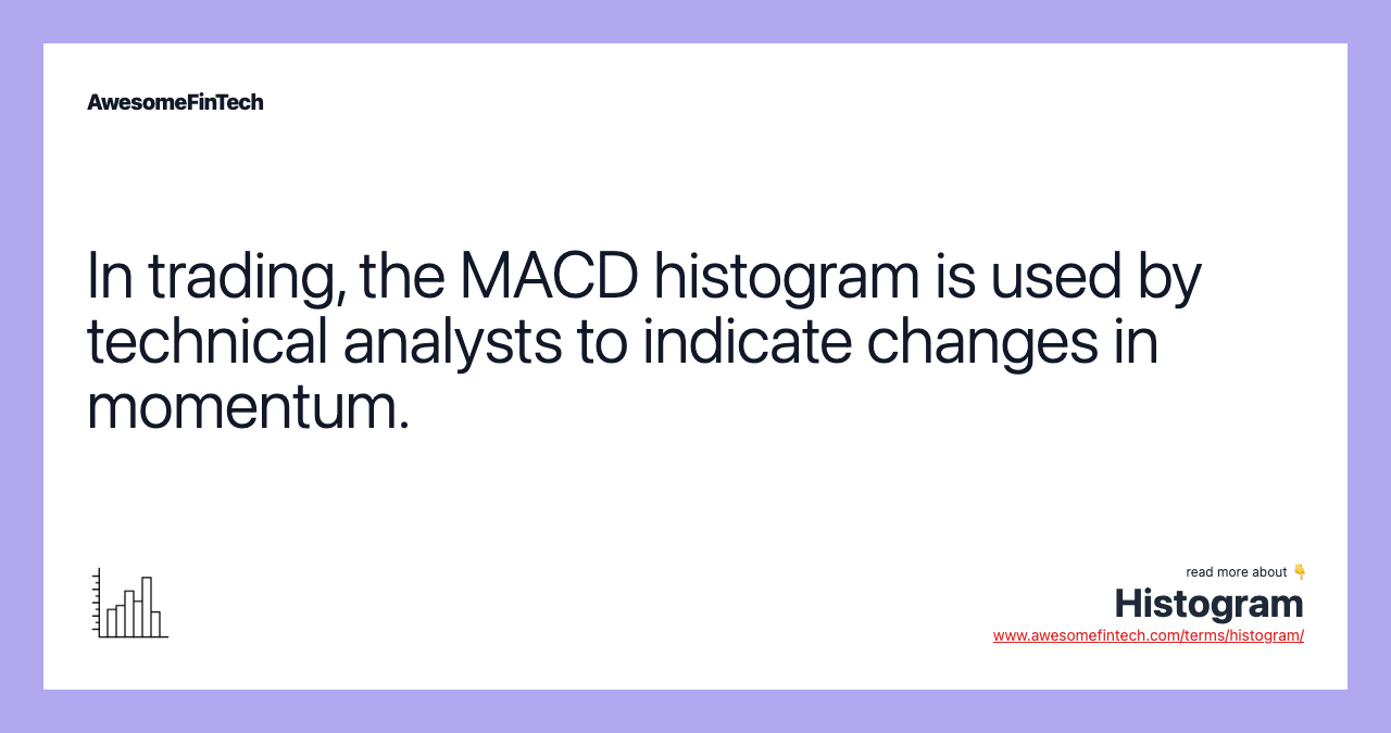 In trading, the MACD histogram is used by technical analysts to indicate changes in momentum.