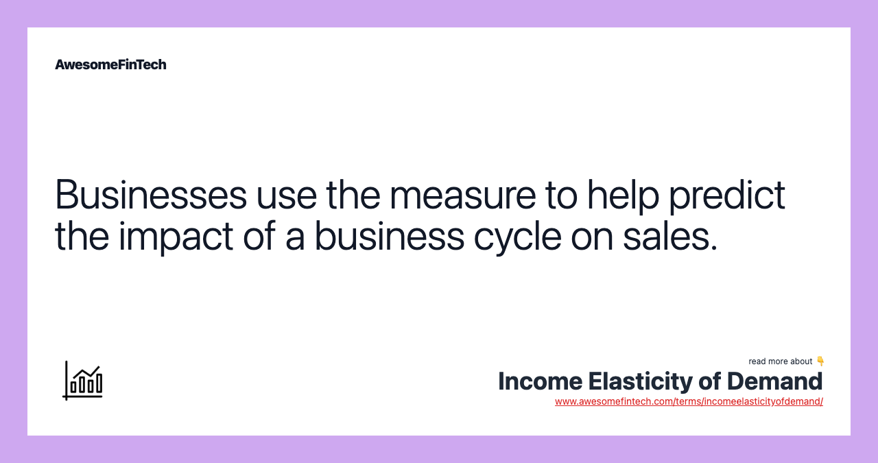 Businesses use the measure to help predict the impact of a business cycle on sales.