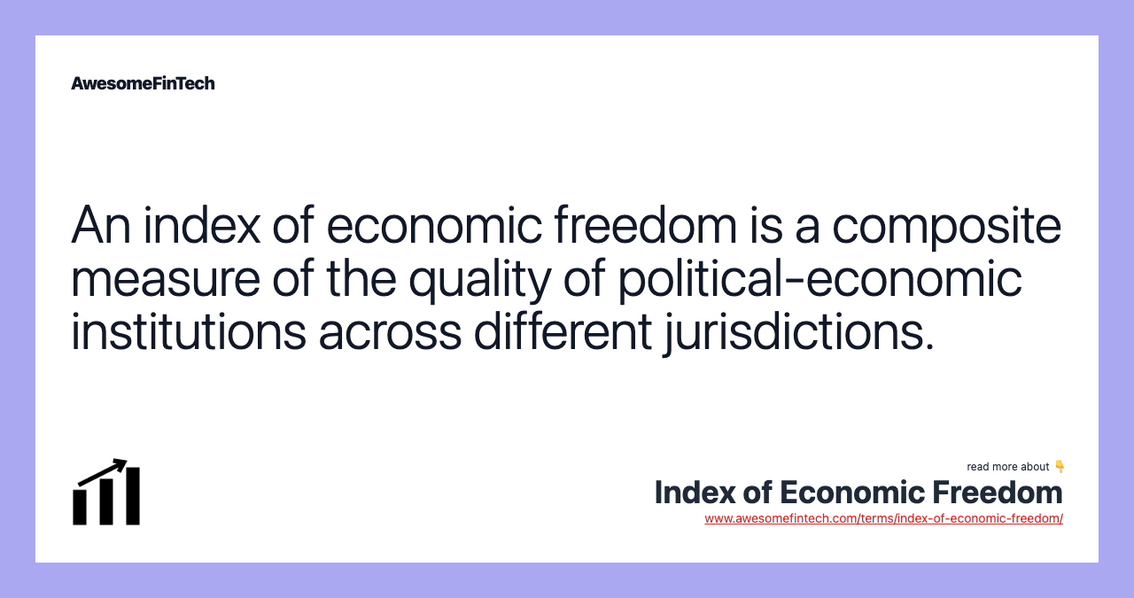 An index of economic freedom is a composite measure of the quality of political-economic institutions across different jurisdictions.