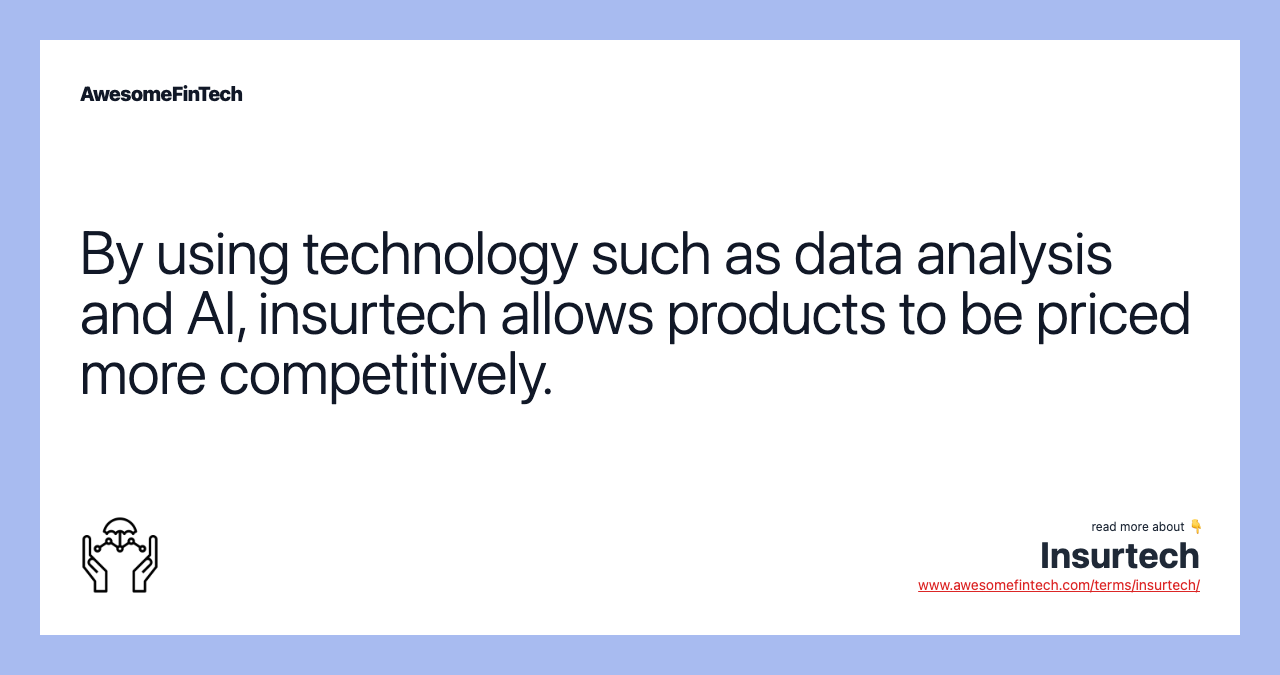 By using technology such as data analysis and AI, insurtech allows products to be priced more competitively.