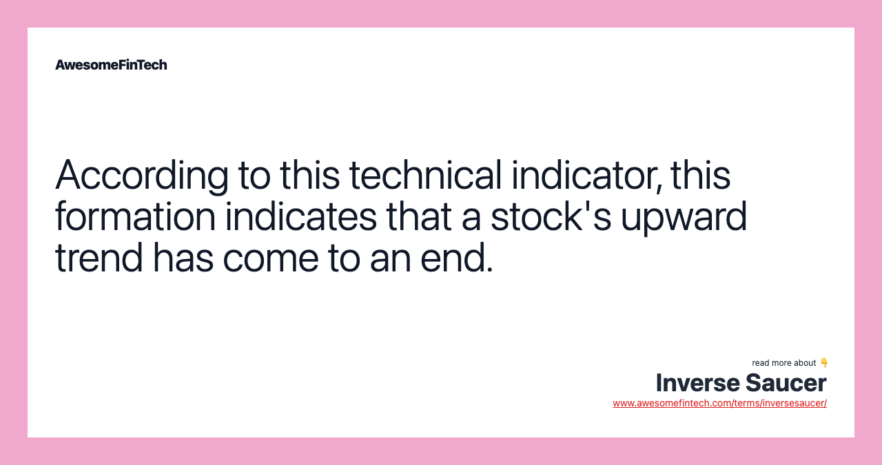 According to this technical indicator, this formation indicates that a stock's upward trend has come to an end.