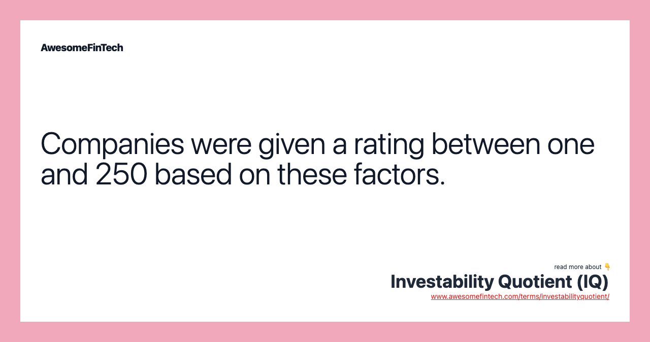 Companies were given a rating between one and 250 based on these factors.
