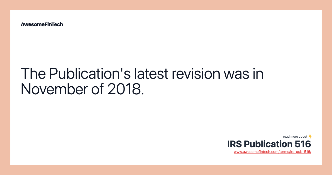 The Publication's latest revision was in November of 2018.