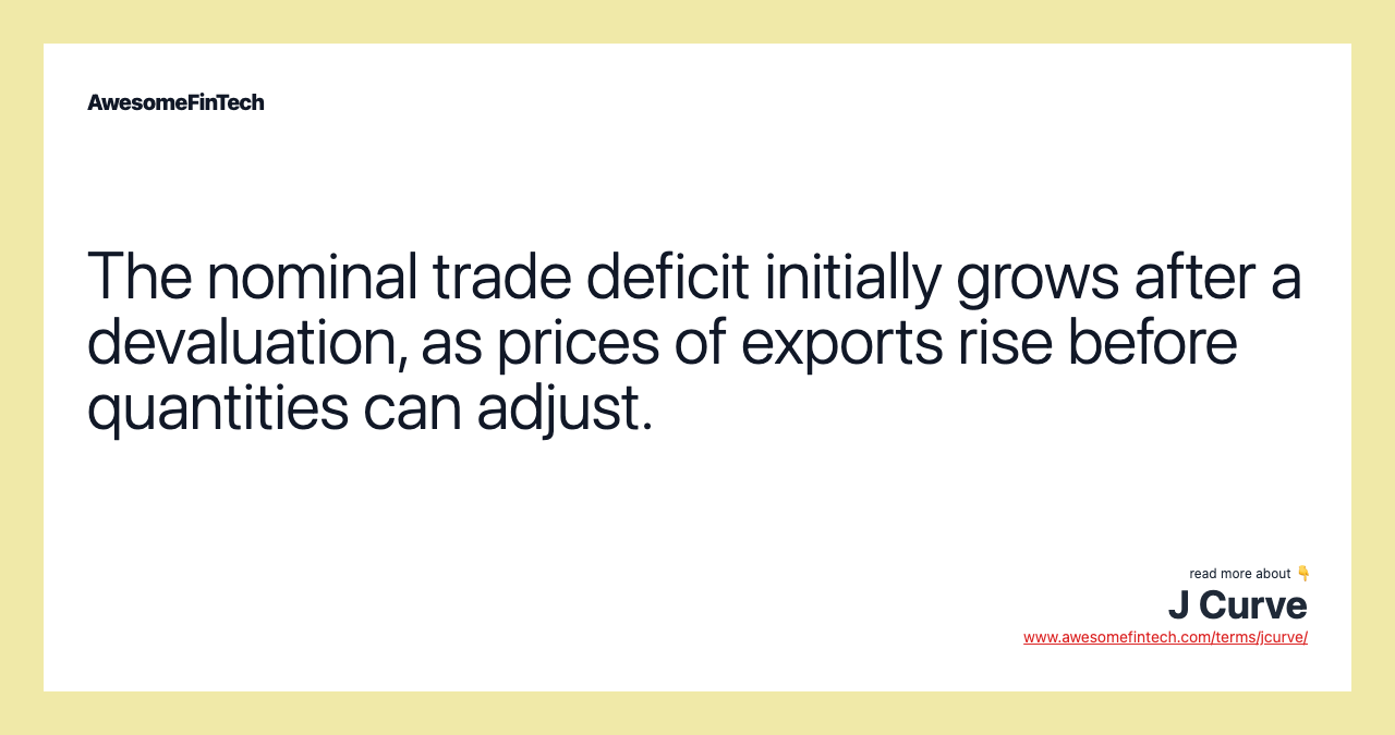 The nominal trade deficit initially grows after a devaluation, as prices of exports rise before quantities can adjust.