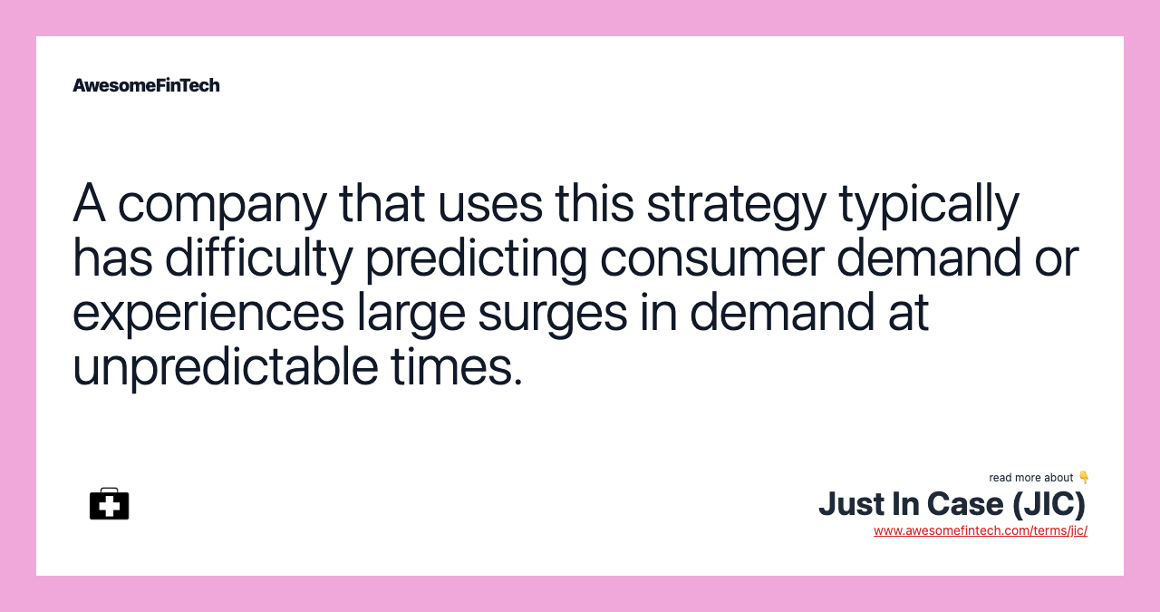 A company that uses this strategy typically has difficulty predicting consumer demand or experiences large surges in demand at unpredictable times.