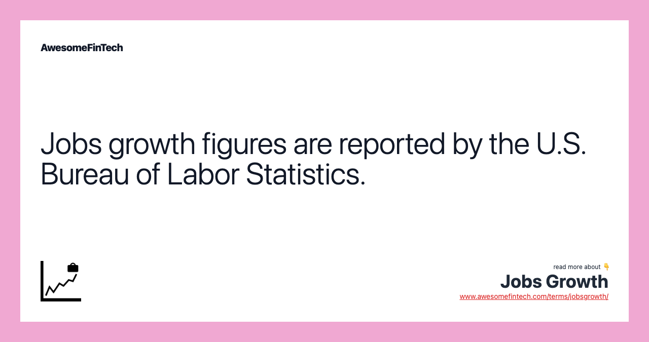 Jobs growth figures are reported by the U.S. Bureau of Labor Statistics.