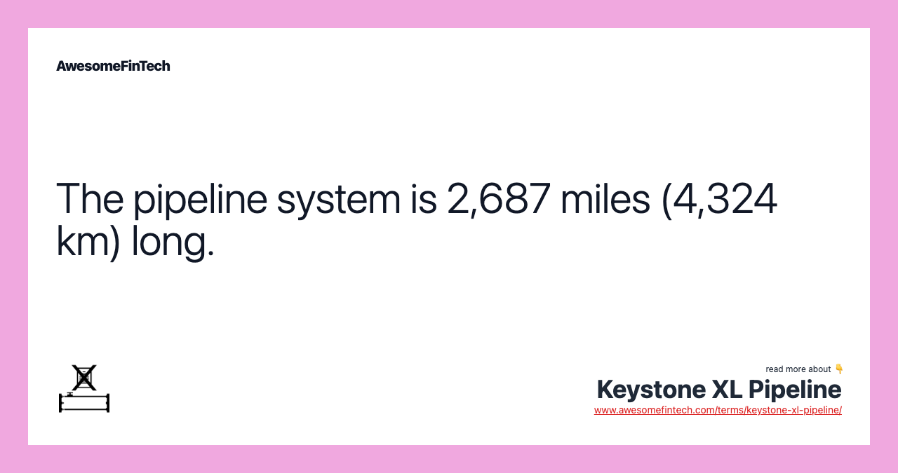 The pipeline system is 2,687 miles (4,324 km) long.